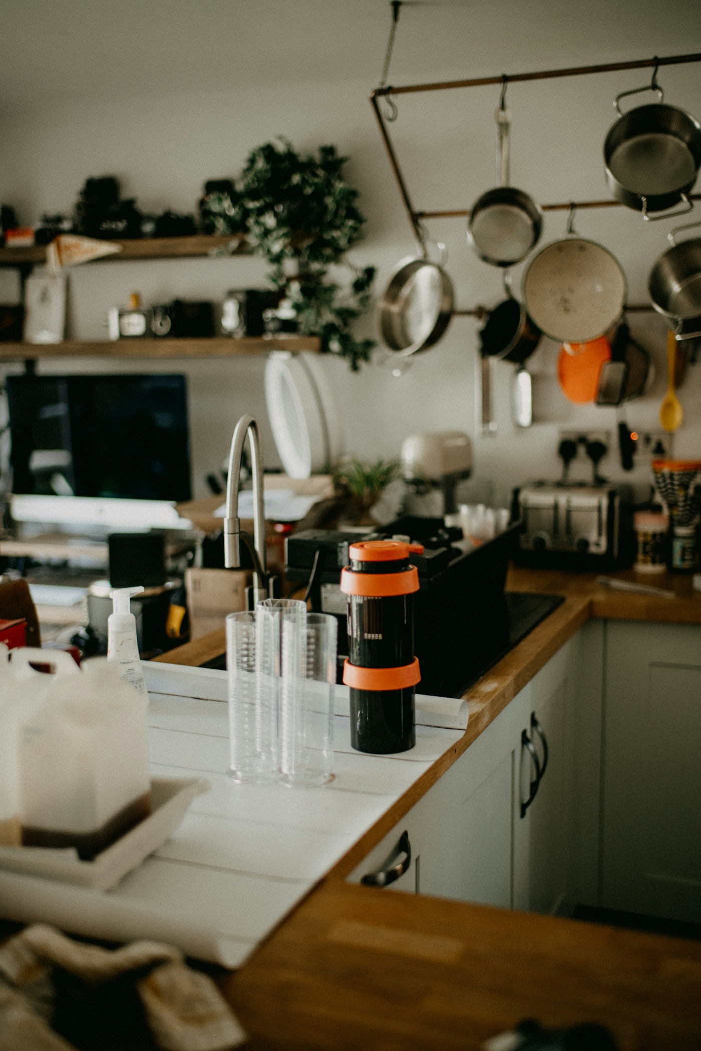 A practical kitchen scene in a lived-in home