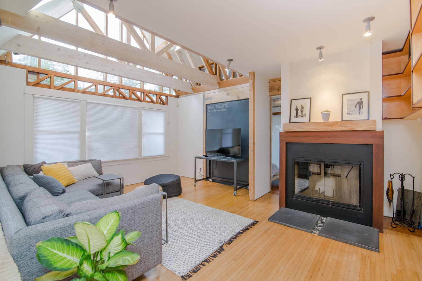 A practical everyday living scene in a lived-in home