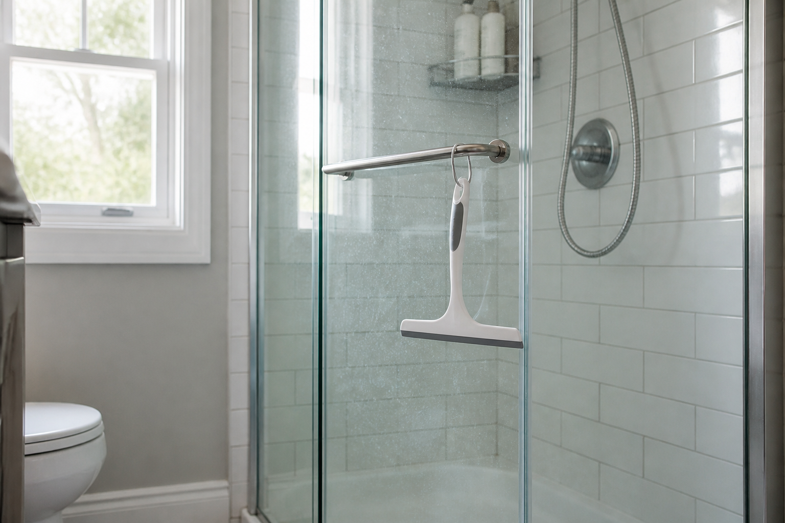 A practical bed & bath scene in a lived-in home